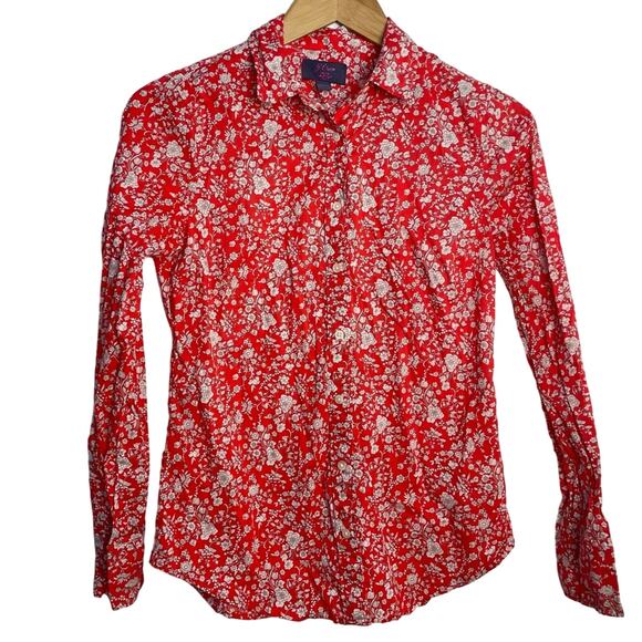 J Crew Red Button Down Shirt Liberty Fabrics 0 - Picture 8 of 8